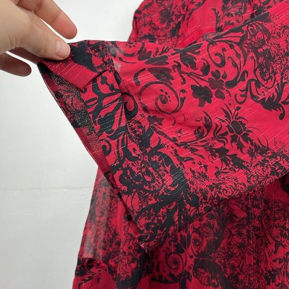 Catherines Red and Black Oversized Blouse pullover v neck sheer size 4X - Picture 10 of 12